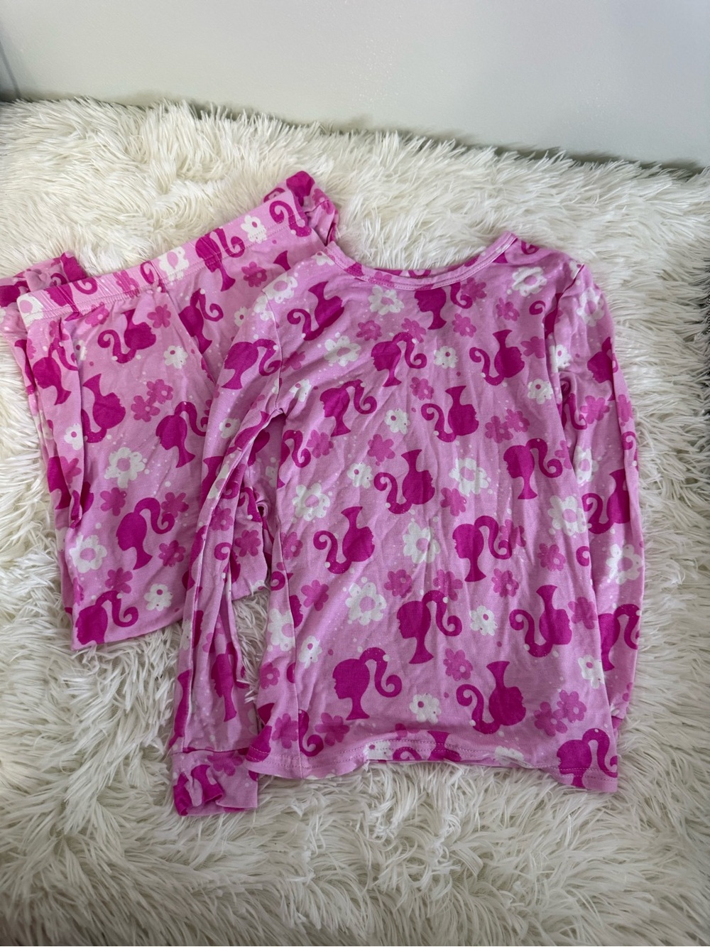 Mattel Pink Floral & Squirrel Print Girls Pajama Set
